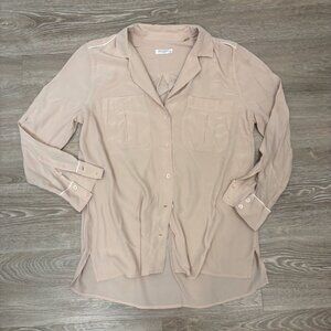 Equipment Blush Pink BEige Silk Button Up shirt sz S